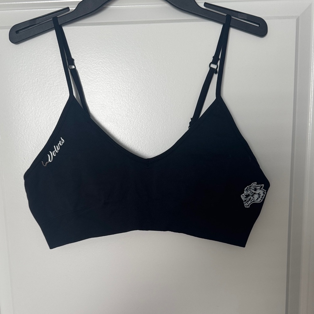 Darc Sport Black Bralette with Wolf Embroidery